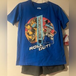 New Transformer Short Set Boys, Color blue shirt grey pants,size 8, $5.00